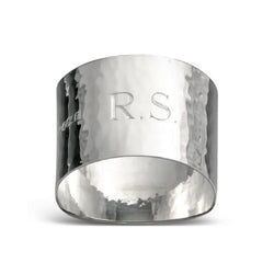 Hammered Silver Napkin Ring Silverware Pruden and Smith Name Roman Text (11 letters max.)  