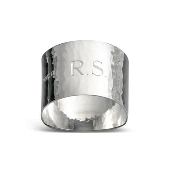 Hammered Silver Napkin Ring Silverware Pruden and Smith Name Roman Text (11 letters max.)  