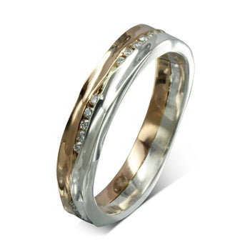 Trap Thirty Diamond Rose Gold Full Eternity Ring Ring Pruden and Smith 9ct White Gold &amp; 9ct Rose Gold  