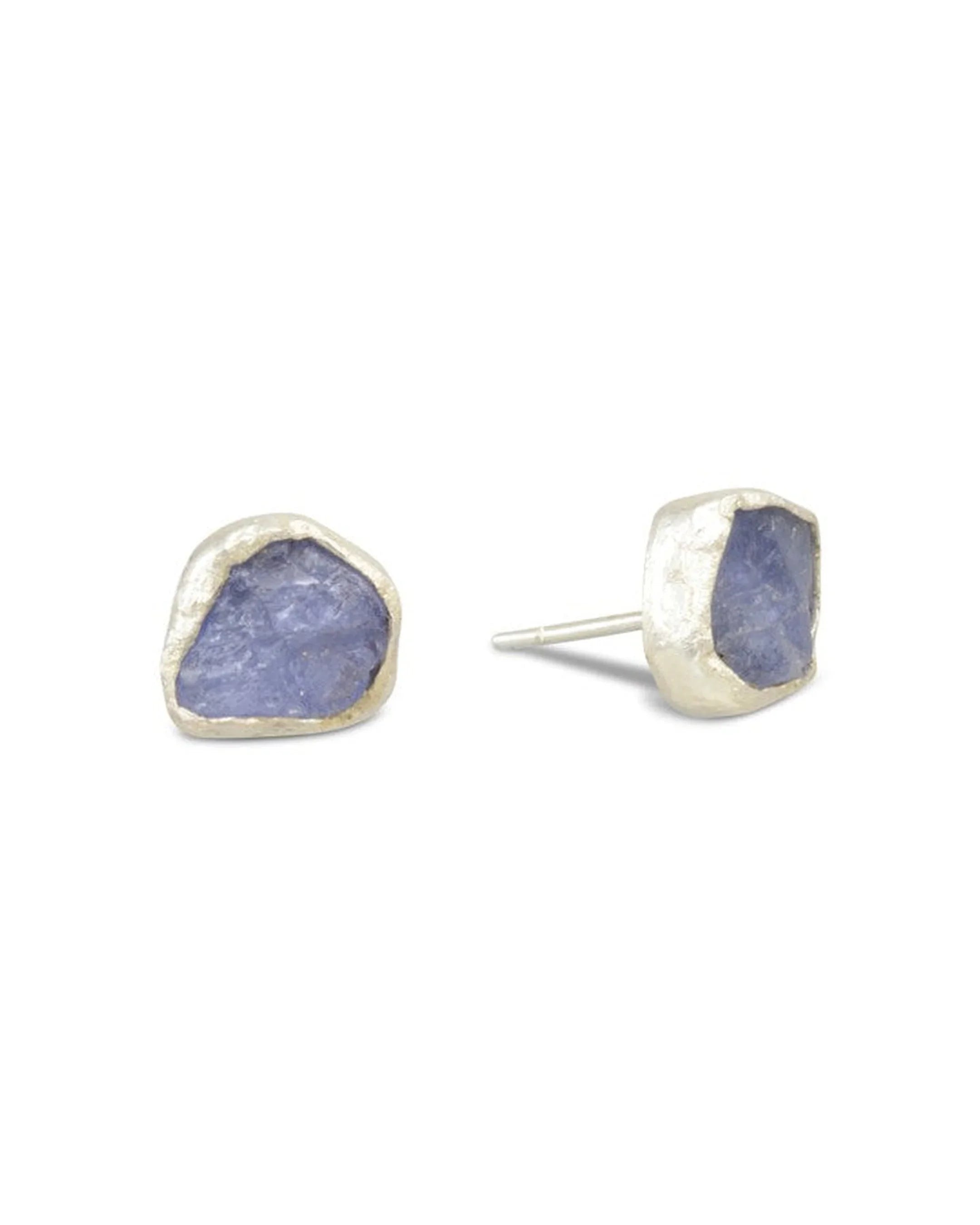 Rough Tanzanite Earstuds Peridot Amethyst Aquamarine Available Earrings Pruden and Smith Tanzanite (Sea Blue)  