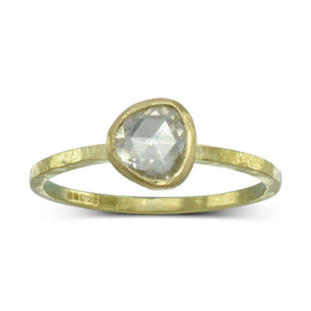 Rough Hammered Rose Cut Diamond Stacking Ring Set Ring Pruden and Smith   