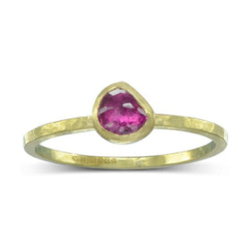 Gold Rose Cut Ruby Ring Ring Pruden and Smith 18ct Yellow Gold  