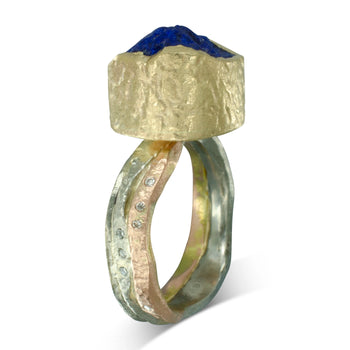 Lapis Lazuli Chunk Mixed Metal Dress Ring Ring Pruden and Smith   