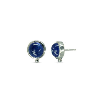 Round Silver Tanzanite Stud Earrings Earring Pruden and Smith   