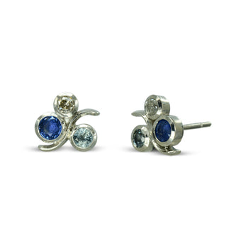 Water Bubbles Sapphire Diamond Stud Earrings Earstuds Pruden and Smith   