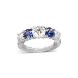 Sapphire and Diamond Platinum Dress Ring Ring Pruden and Smith   