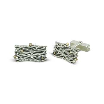 Seaweed Silver and 9ct Yellow Gold Cufflinks Cufflink Pruden and Smith   