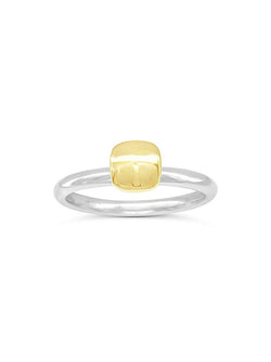 Pebble Silver and Yellow Gold Stacking Rings Ring Pruden and Smith Square  