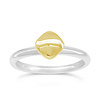 Pebble Silver and Yellow Gold Stacking Rings Ring Pruden and Smith Diamond  