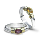 Silver and 18ct Gold Gemset Modern Shoulder Ring Ring Pruden and Smith Citrine (Pale Orange)  