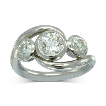 Spiky Platinum and Diamond Trilogy Ring Ring Pruden and Smith   