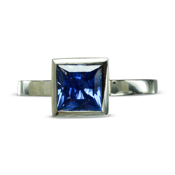 Princess Cut Sapphire Platinum Ring Ring Pruden and Smith   