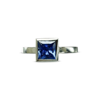 Princess Cut Sapphire Platinum Ring Ring Pruden and Smith   