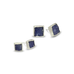 Rough Tanzanite Square Stud Earrings Earring Pruden and Smith   