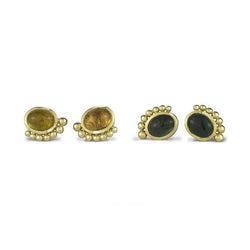 Beaded Tourmaline 18ct Gold Stud Earrings Earring Pruden and Smith   