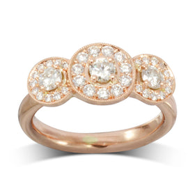Vintage Rose Gold Trilogy Ring Ring Pruden and Smith   