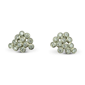Diamond Bubbles White Gold Cluster Earstuds Earstuds Pruden and Smith   