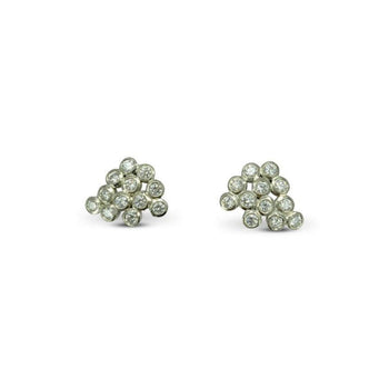 Water Bubbles Diamond Cluster Stud Earrings Earstuds Pruden and Smith   