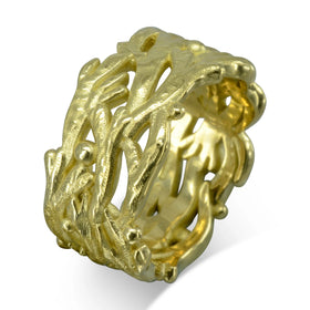 Wide Gold Seaweed Ring Ring Pruden and Smith 18ct Yellow Gold  