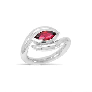 Marquise Cut Ruby in Spiky Platinum Ring