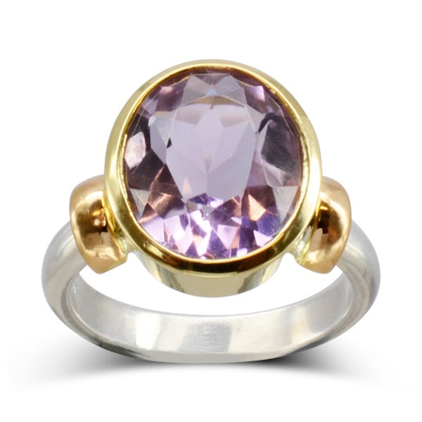 Redesigning Old Jewellery of Sentimental Value Amethyst two colour gold dress ring