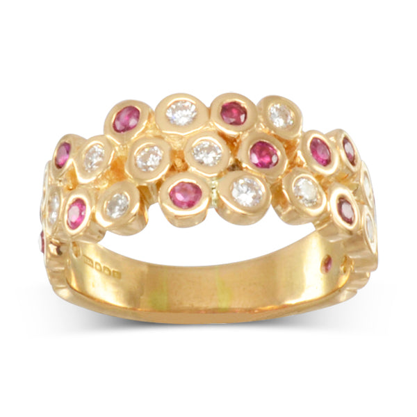 unusual ruby diamond gold eternity ring