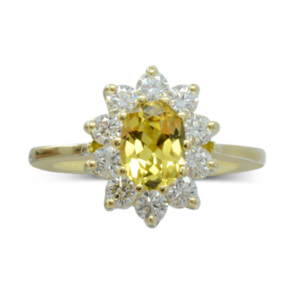 Yellow Sapphire Diamond Vintage Cluster Ring