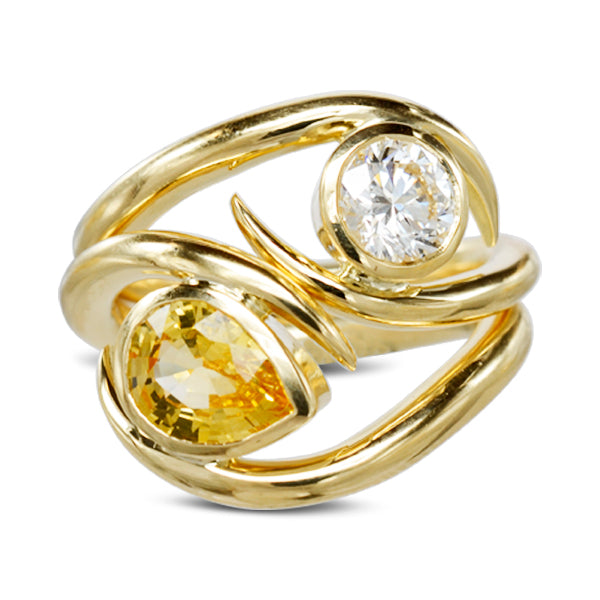 Yellow Sapphire Diamond Stacking Rings