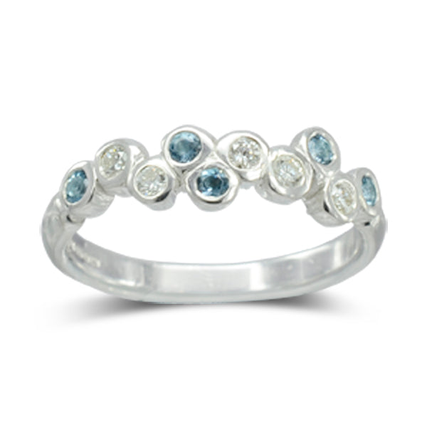 Unusual Diamond and Aquamarine Eternity Ring