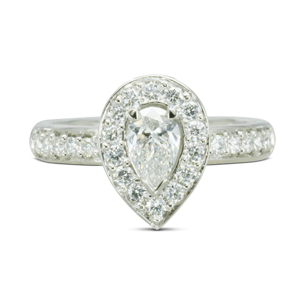 Pear Shaped Diamond Cluster Engagement Ring
