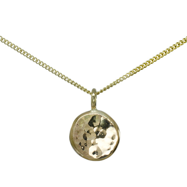 Tiny Hammered Gold Coin Pendant